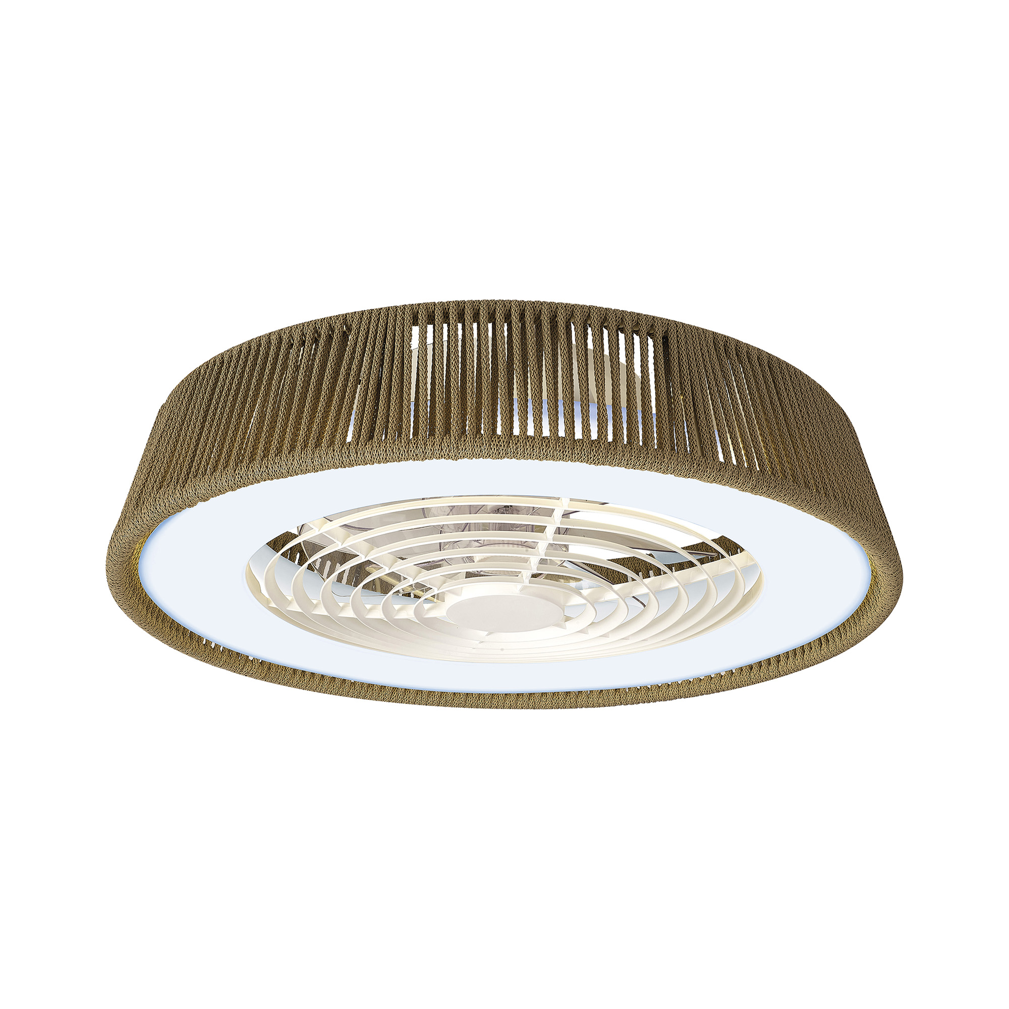 M8227  Polinesia Nautica 70W LED Dimmable Ceiling Light & Fan, Remote Controlled Beige Oscu